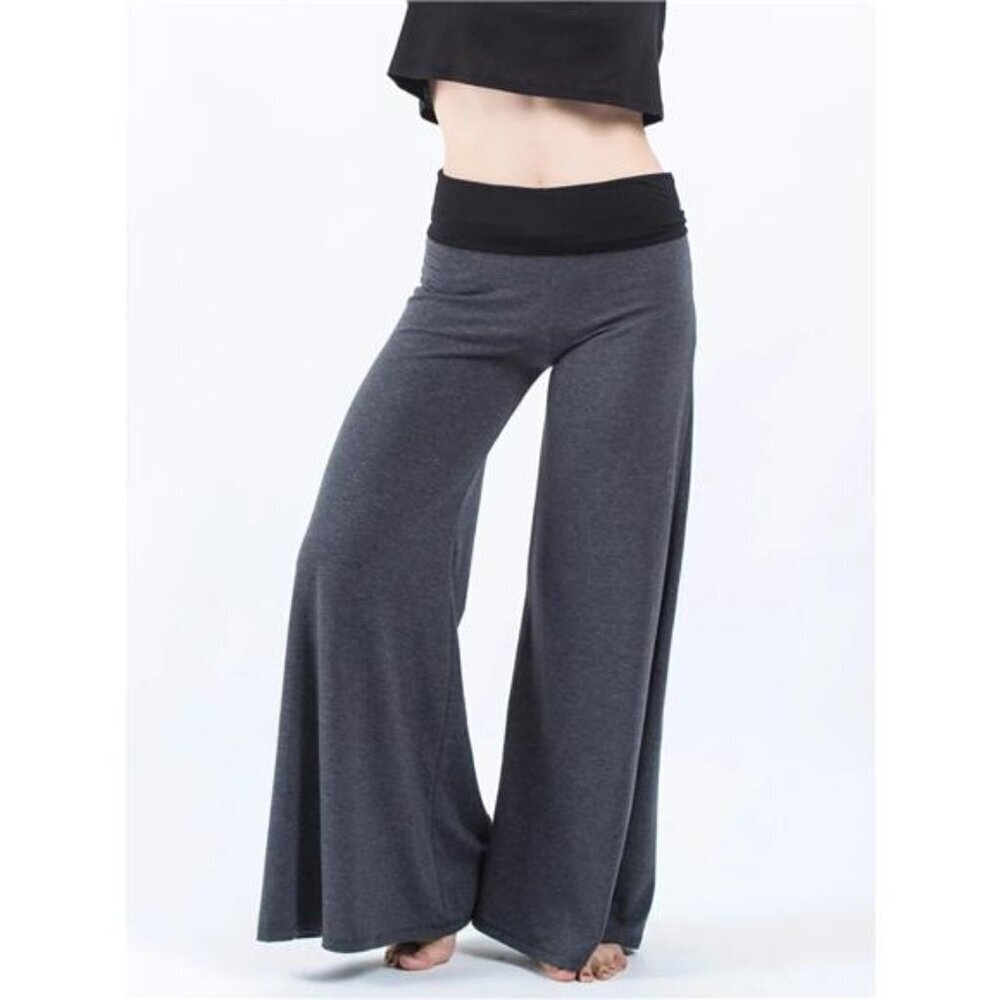 High Waisted Wide Leg Yoga Pants with Contrast Waistband